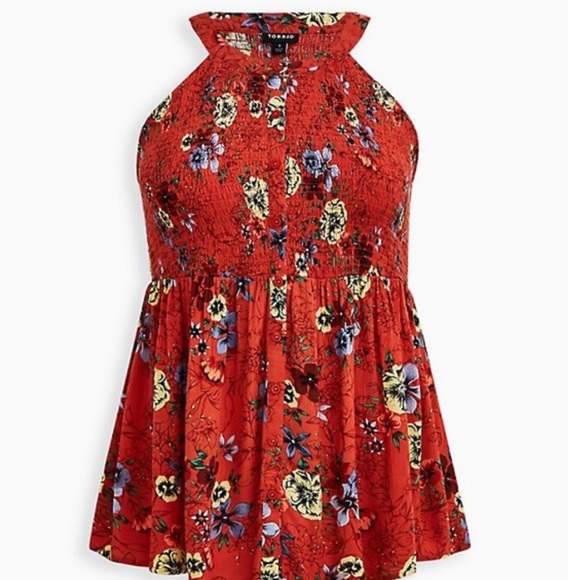 Babydoll Rayon Crepe Smocked Floral Tank NWT - Picture 5 of 8